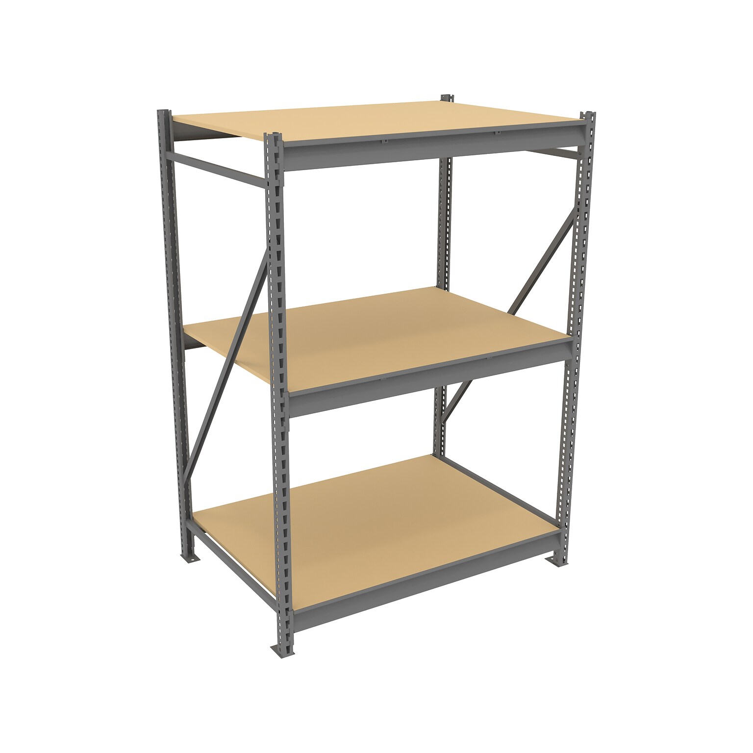 Tennsco Starter Unit 3-Shelf Mixed Materials Bulk Storage Rack, 48, Medium Gray (BU-483672PS-MGY)