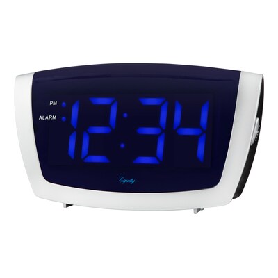 Equity By La Crosse 1.8 Inch LED Blue Digit Alarm Clock with USB charging port (75904)