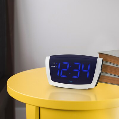 Equity By La Crosse 1.8 Inch LED Blue Digit Alarm Clock with USB charging port (75904)