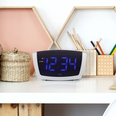 Equity By La Crosse 1.8 Inch LED Blue Digit Alarm Clock with USB charging port (75904)