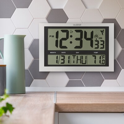 La Crosse Technology Atomic Wall/Table Clock, Plastic, 10.75H x 16.75W x 1.38D (513-1211)