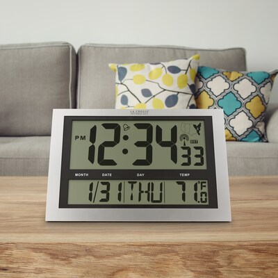 La Crosse Technology Atomic Wall/Table Clock, Plastic, 10.75"H x 16.75"W x 1.38"D (513-1211)