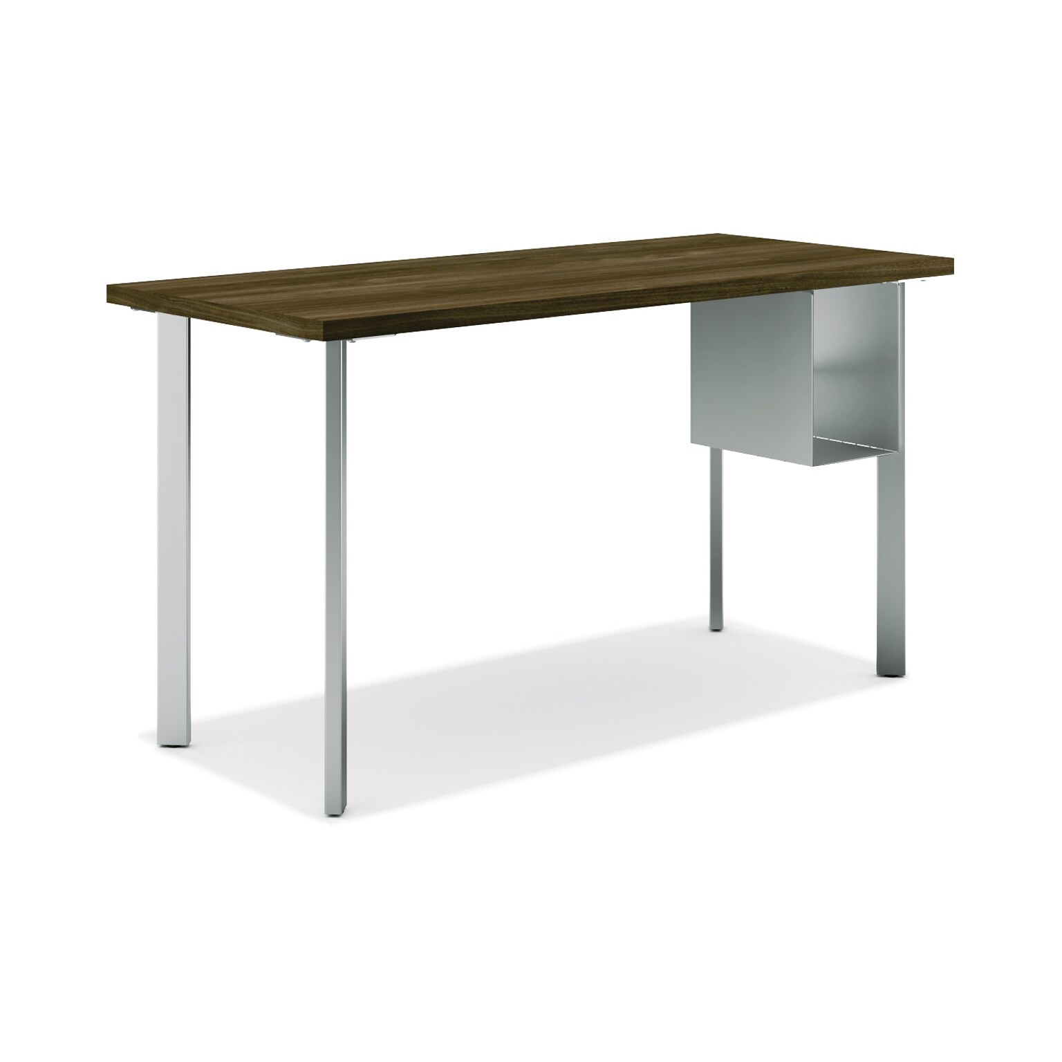 HON Coze 48W Desk w/U-Storage, Florence Walnut and Silver (HONRPL2448FWP6S)