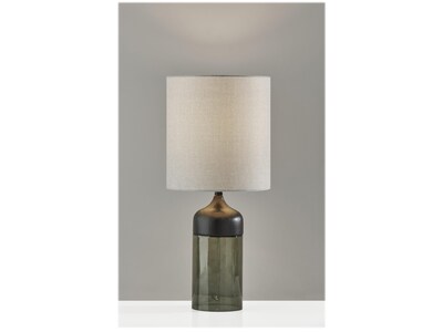 Adesso Marina Incandescent Table Lamp, Black Rubberwood with Smoked Glass (3527-01)