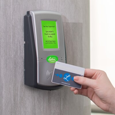 Lathem Contactless Touch-Free Wi-Fi Digital Time Clock System w/ 15 Badges, Black/Gray (PC700-WEB)