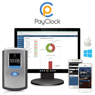 Lathem Contactless Touch-Free Wi-Fi Digital Time Clock System w/ 15 Badges, Black/Gray (PC700-WEB)