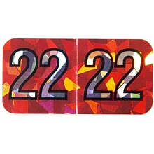 Medical Arts Press Holographic End-Tab Year Labels, 2022, Red, 500/Roll (0722HRD)