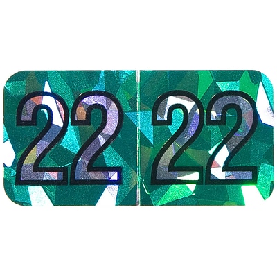 Medical Arts Press Holographic End-Tab 2022 Year Label, 1-1/2 x 3/4, Green, 500/Roll (0722HGN)