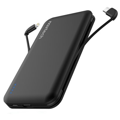 Naztech 10,000 mAh Lightning + USB-C Power Bank, Black (14209)