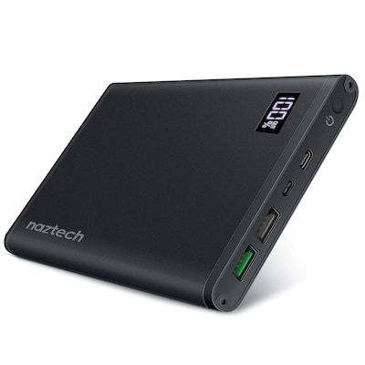 Naztech 20,000 mAh Ultra-Thin 75 Watt USB-C PD Laptop Power Bank, Black (14267)