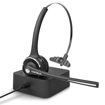  Naztech Wireless Bluetooth Noise Canceling Over-the-Head Headset with Base, Black (15183) 