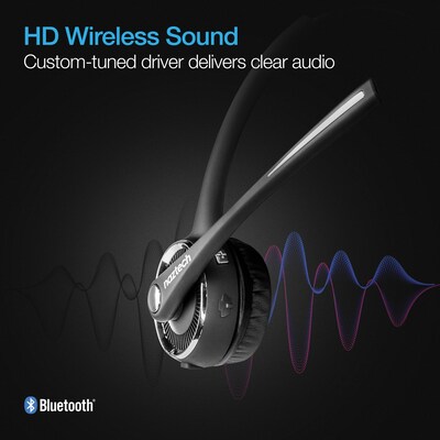 Naztech Wireless Bluetooth Noise Canceling Over-the-Head Headset with Base, Black (15183)