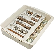Nadex Coins 2-Tier Cash and Coin Handling Tray, 11-Compartment, Gray (NCS8-1086)