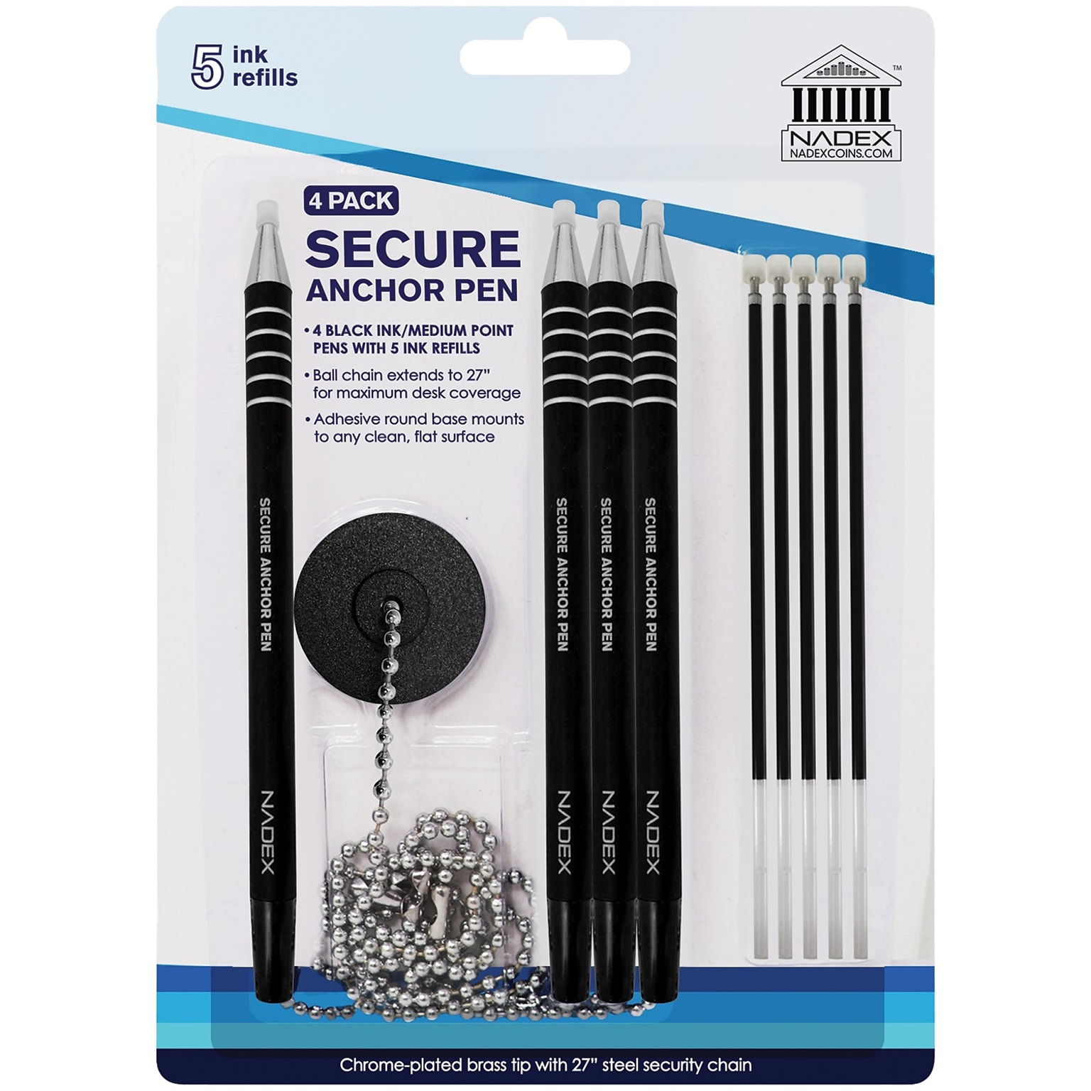 Nadex Coins 4-Pack Secure Counter Ballpoint Pens, Black (NCS8-1177)