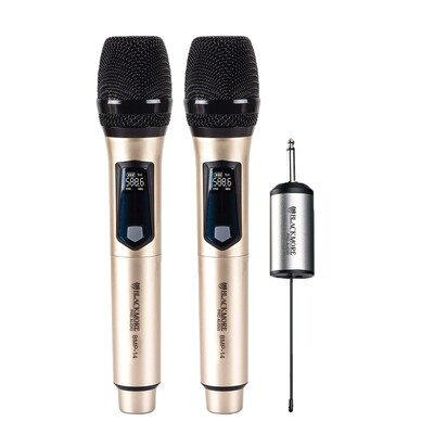 Blackmore Pro Audio BMP-14 Dual Handheld Rechargeable Wireless UHF Microphone System, Gold