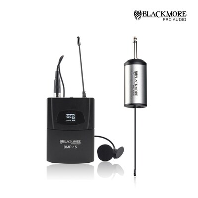 Blackmore Pro Audio BMP-15 Portable Dynamic Lapel Wireless UHF Microphone System, Black