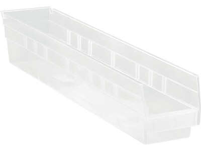 Quantum Storage Systems Economy Shelf Bin, Nesting, 23-5/8W x 4-1/8D x 4H, Clear, 16/Pack (QSB105CLCS)