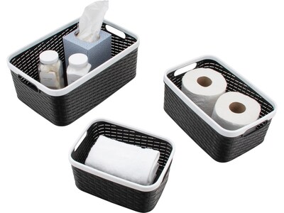 Advantus Nantucket Weave Bins, Black/White, 3/Pack (39220)