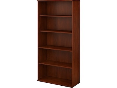 Bush Business Furniture Studio C 72.8H 5-Shelf Bookcase with Adjustable Shelves, Hansen Cherry Lami