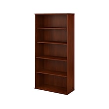 Bush Business Furniture Studio C 72.8H 5-Shelf Bookcase with Adjustable Shelves, Hansen Cherry Lami