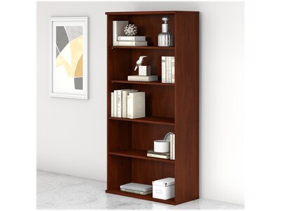 Bush Business Furniture Studio C 72.8H 5-Shelf Bookcase with Adjustable Shelves, Hansen Cherry Lami