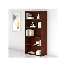 Bush Business Furniture Studio C 72.8H 5-Shelf Bookcase with Adjustable Shelves, Hansen Cherry Lami