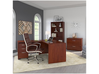 Bush Business Furniture Studio C 73"H 5-Shelf Bookcase with Adjustable Shelves, Hansen Cherry Laminated Wood (SCB136HC-Z)