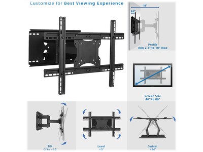 Mount-It! Articulating Wall TV Mount, 132 lbs. Max. (MI-385)