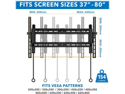 Mount-It! Premium Tilt Wall TV Mount, 154 Lbs. Max. (MI-382)