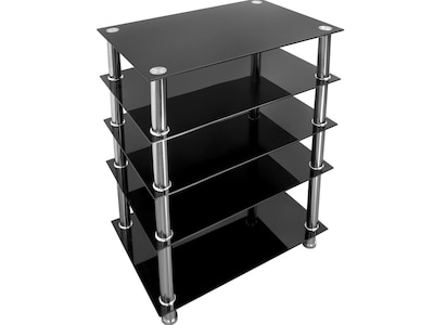 Mount-It! Tempered Glass 5-Tier Media Stand, Black/Gray (MI-8671)