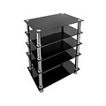 Mount-It! Tempered Glass 5-Tier Media Stand, Black/Gray (MI-8671)