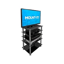 Mount-It! Tempered Glass 5-Tier Media Stand, Black/Gray (MI-8671)