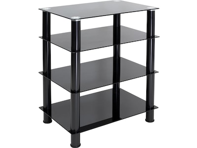 Mount-It! Tempered Glass 4-Tier Media Stand, Black (MI-8670)