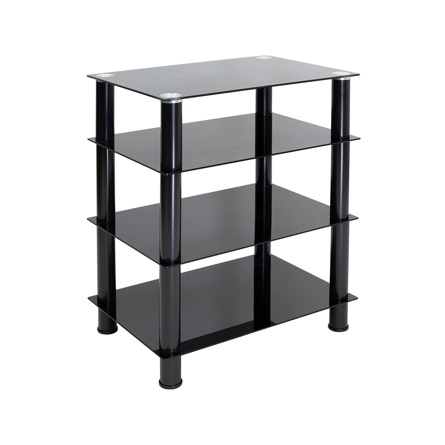 Mount-It! Tempered Glass 4-Tier Media Stand, Black (MI-8670)