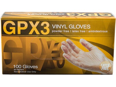 Ammex GPX3 Latex Free Vinyl Industrial Grade Gloves, XL, 100/Box, 10 Boxes/Carton (GPX348100-CC)