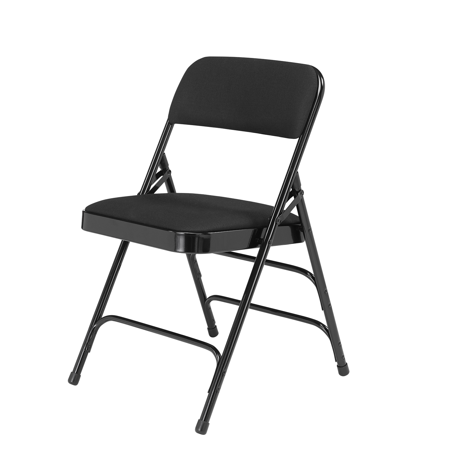 NPS 2300 Series Fabric Padded Triple Brace Double Hinge Premium Folding Chairs, Midnight Black/Black, 100 Pack (2310/100)