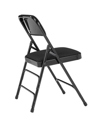 NPS 2300 Series Fabric Padded Triple Brace Double Hinge Premium Folding Chairs, Midnight Black/Black, 100 Pack (2310/100)