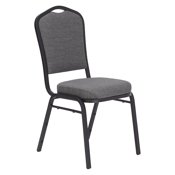NPS 9300 Series Deluxe Fabric Upholstered Stack Chair, Natural Graystone/Black Sandtex, 4 Pack (9362-BT/4)