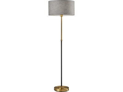 Adesso Bergen 59 Antique Brass/Black Floor Lamp with Drum Shade (4207-21)
