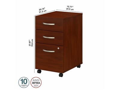 Bush Business Furniture Studio C 3-Drawer Mobile Vertical File Cabinet, Letter/Legal Size, Lockable, Hansen Cherry (SCF216HCSU)