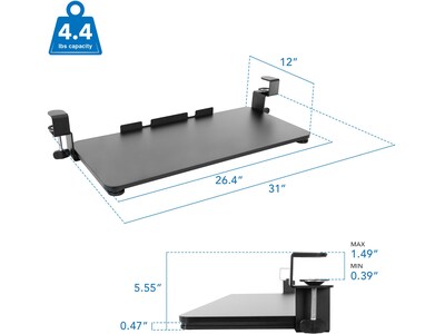 Mount-It! Adjustable Keyboard and Mouse Tray, Black (MI-7147)