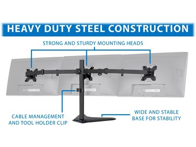 Mount-It! Adjustable Triple Monitor Stand, Up to 32", Black (MI-2789XL)