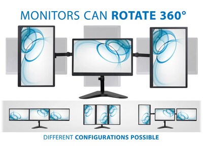 Mount-It! Adjustable Triple Monitor Stand, Up to 32", Black (MI-2789XL)