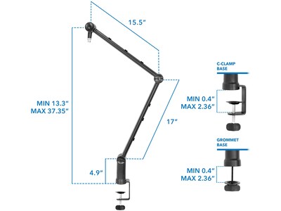 Mount-It! Microphone Boom Arm, Black (MI-7610)