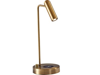 Adesso Kaye AdessoCharge LED Desk Lamp, 16.5, Antique Brass (3162-21)