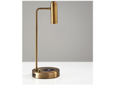 Adesso Kaye AdessoCharge LED Desk Lamp, 16.5, Antique Brass (3162-21)