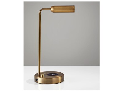 Adesso Kaye AdessoCharge LED Desk Lamp, 16.5", Antique Brass (3162-21)