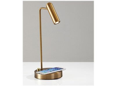 Adesso Kaye AdessoCharge LED Desk Lamp, 16.5", Antique Brass (3162-21)