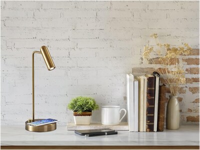Adesso Kaye AdessoCharge LED Desk Lamp, 16.5", Antique Brass (3162-21)