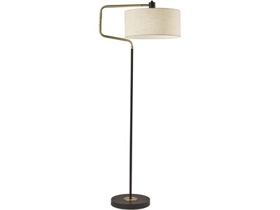 Adesso Jacob 57 Black/Antique Brass Floor Lamp with Drum Shade (4158-21)
